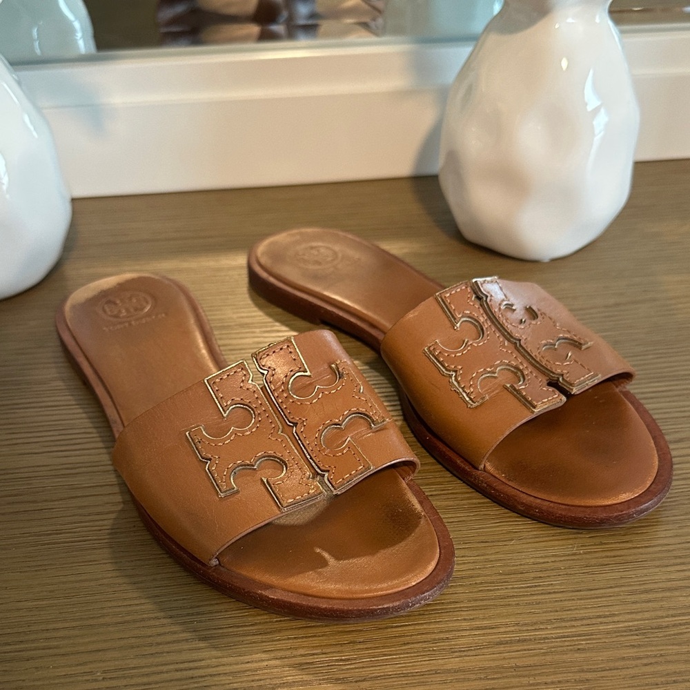 Tory Burch Brown Slide Sandals